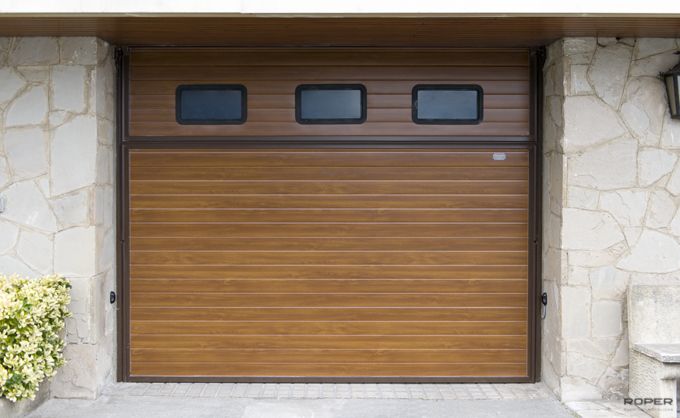Two-leaf up-and-over residential garage door